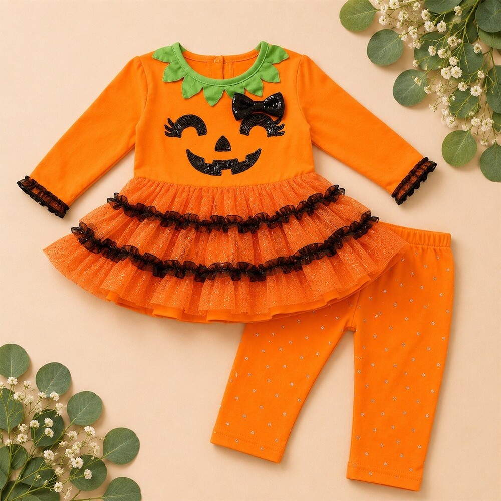 Carter's Just One You Baby Girl Halloween Pumpkin Tutu Dress Leggings